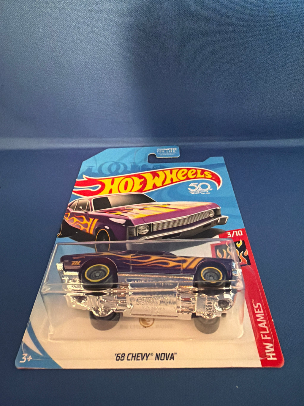 2018 Hot Wheels HW Flames ‘68 Chevy Nova Super Treasure Hunt Purple — additional view 3