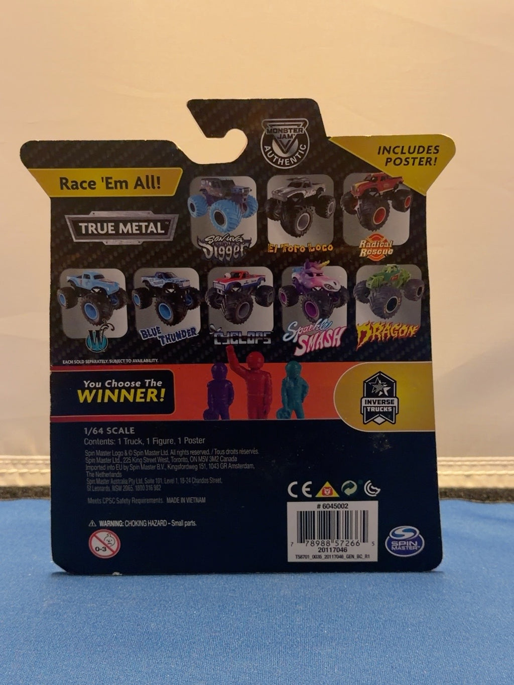 2019 Grave Digger Inverse Trucks original package back, model 20117046