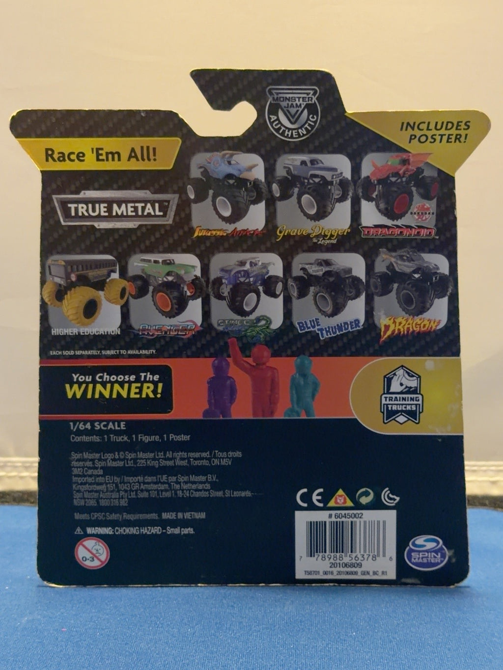 2019 Grave Digger Training Trucks Chase package back and UPC