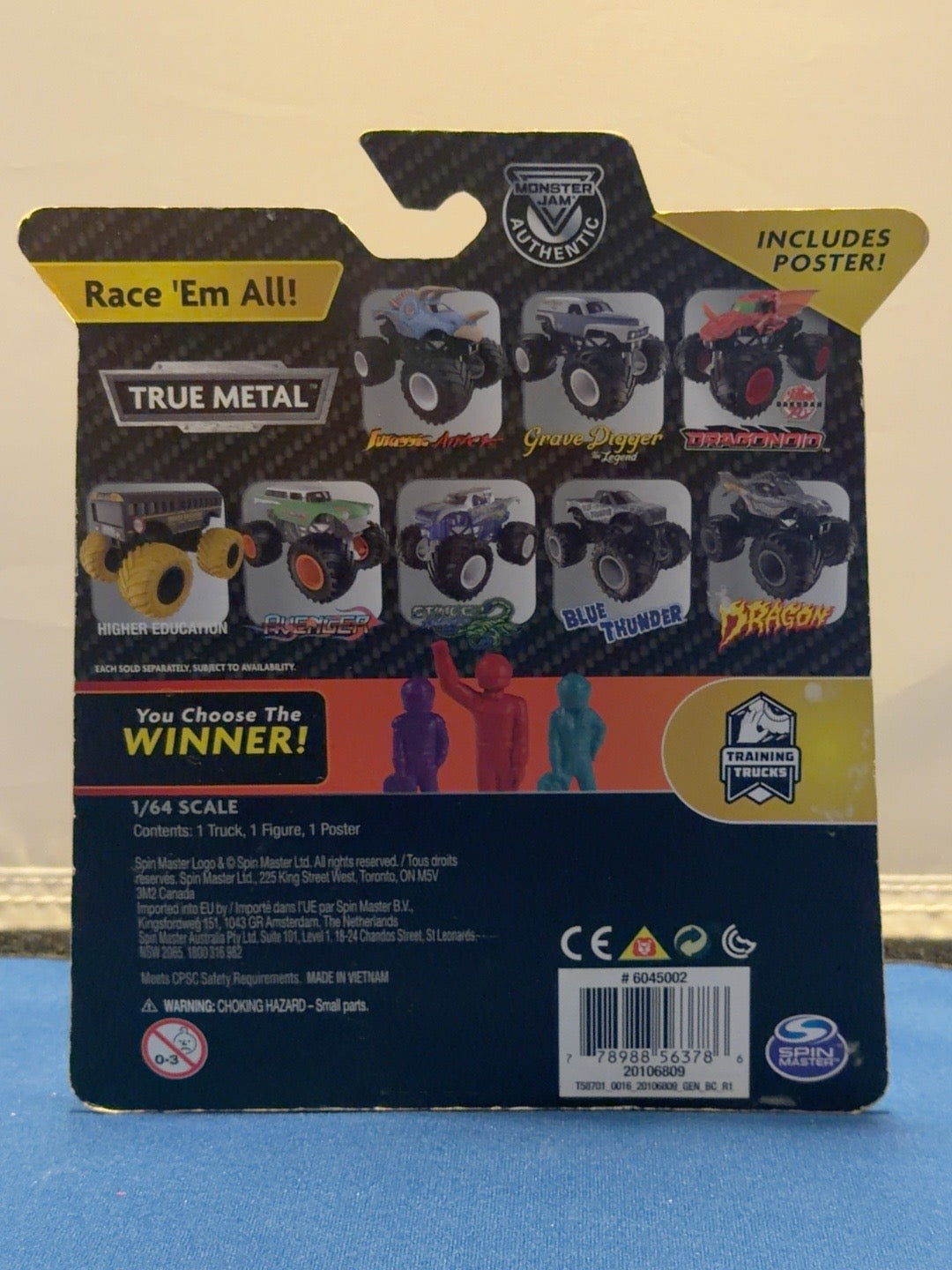 2019 Grave Digger Training Trucks Chase package back and UPC