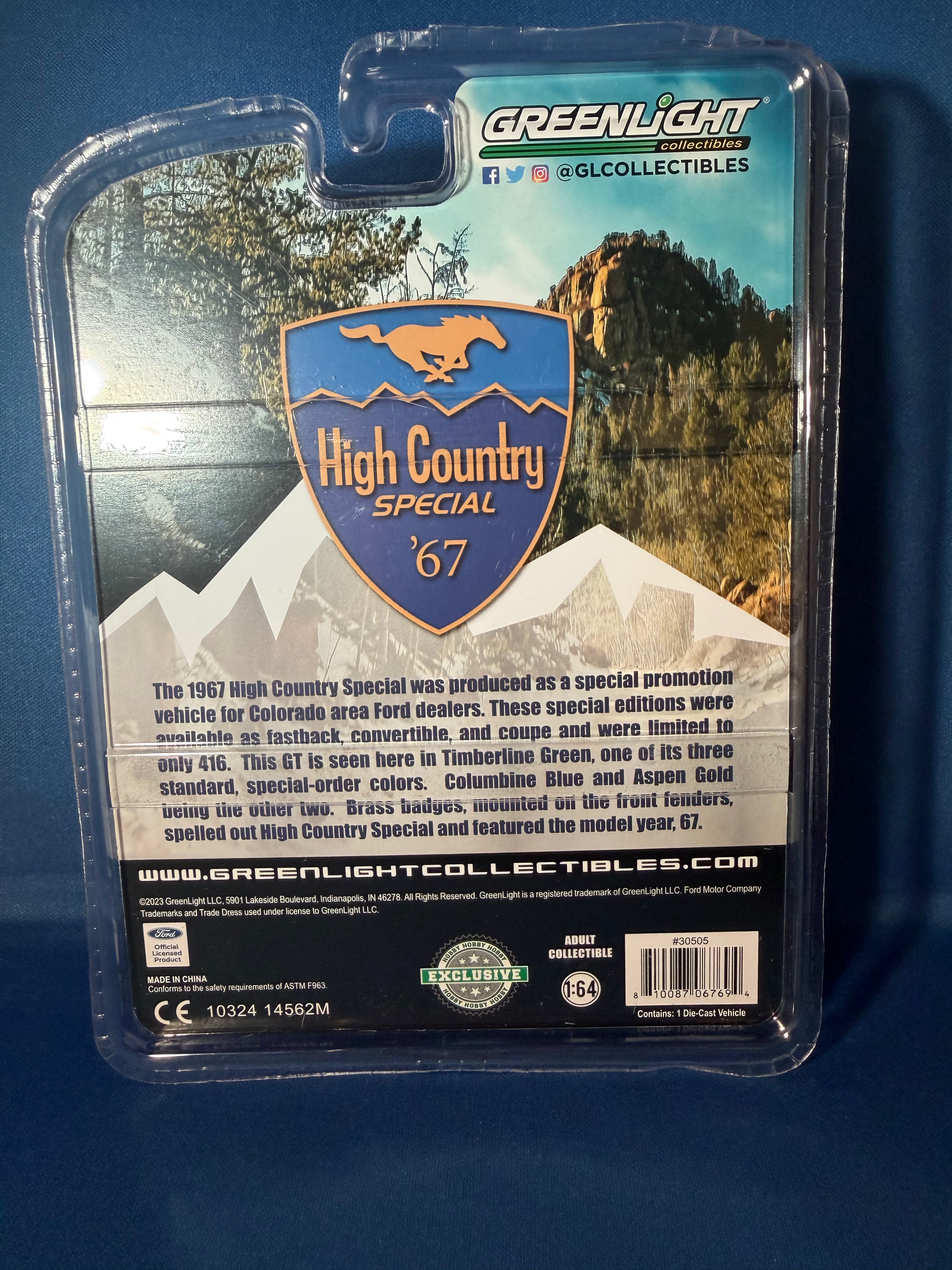 GreenLight 1967 Ford Mustang GT High Country Special RAW CHASE Hobby Exclusive 1:64 — back view