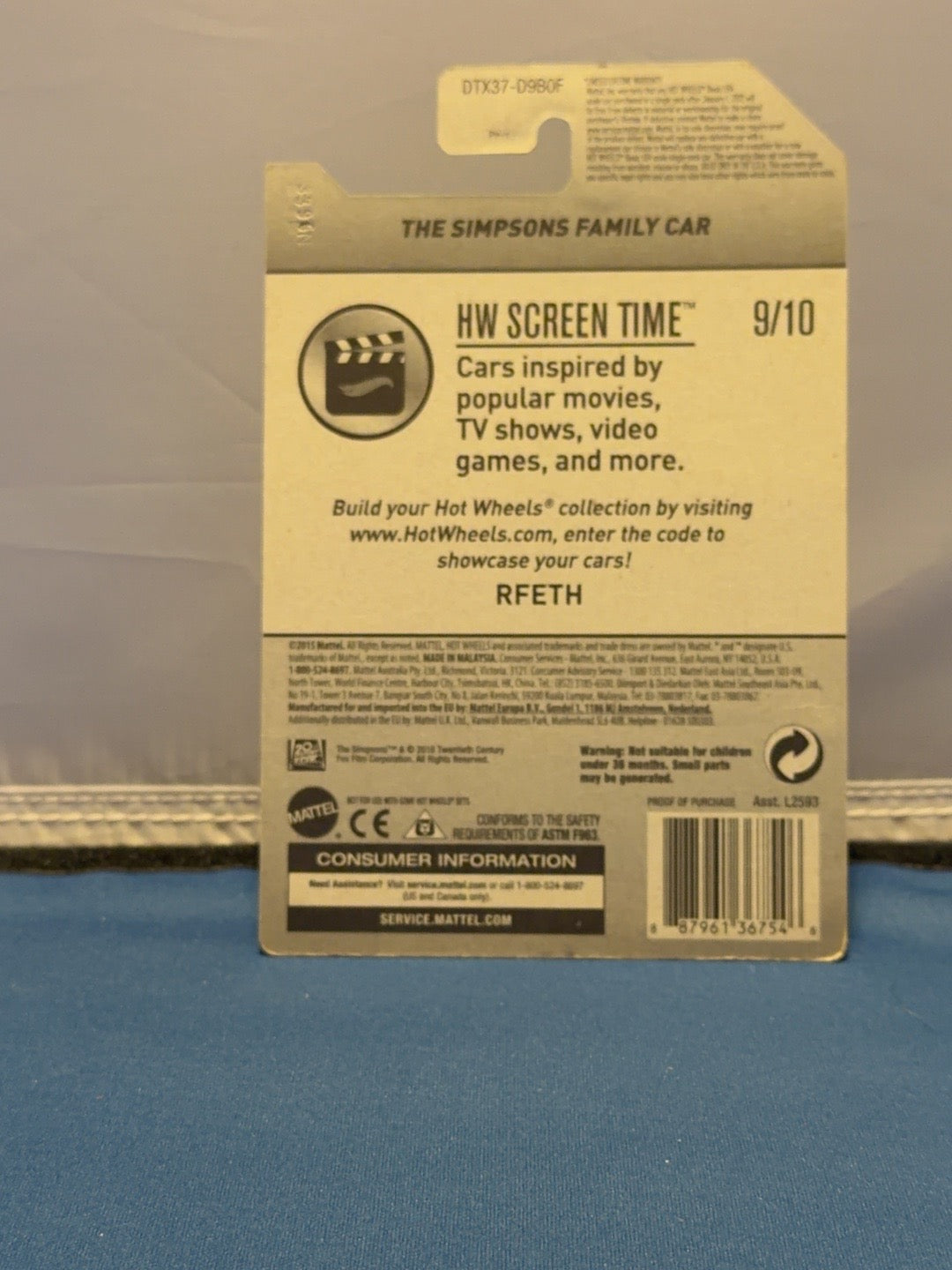2017 Hot Wheels Simpsons Family Car DTX37 card back