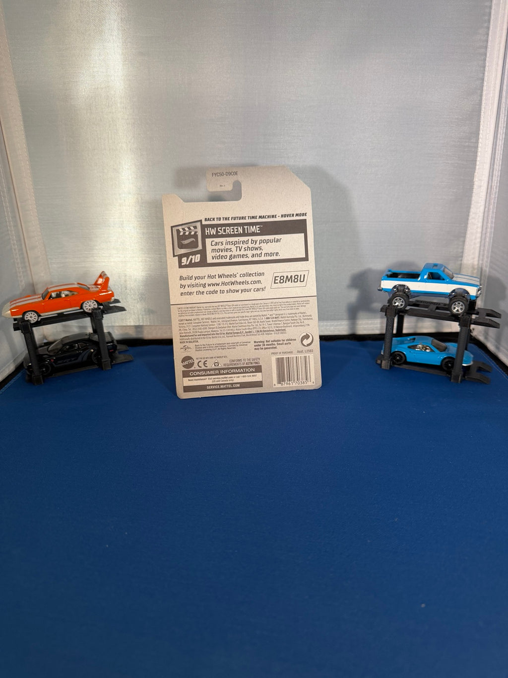 Original back photo of sealed 2019 Hot Wheels Back to the Future Hover Mode FYC50