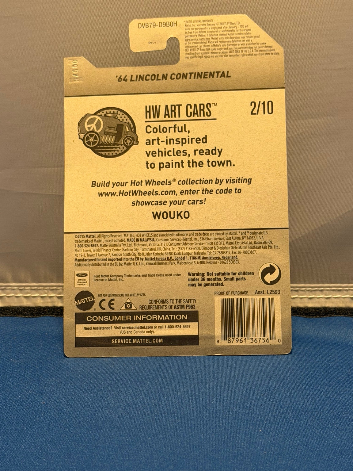 2017 Hot Wheels 64 Lincoln Continental DVB79 card back