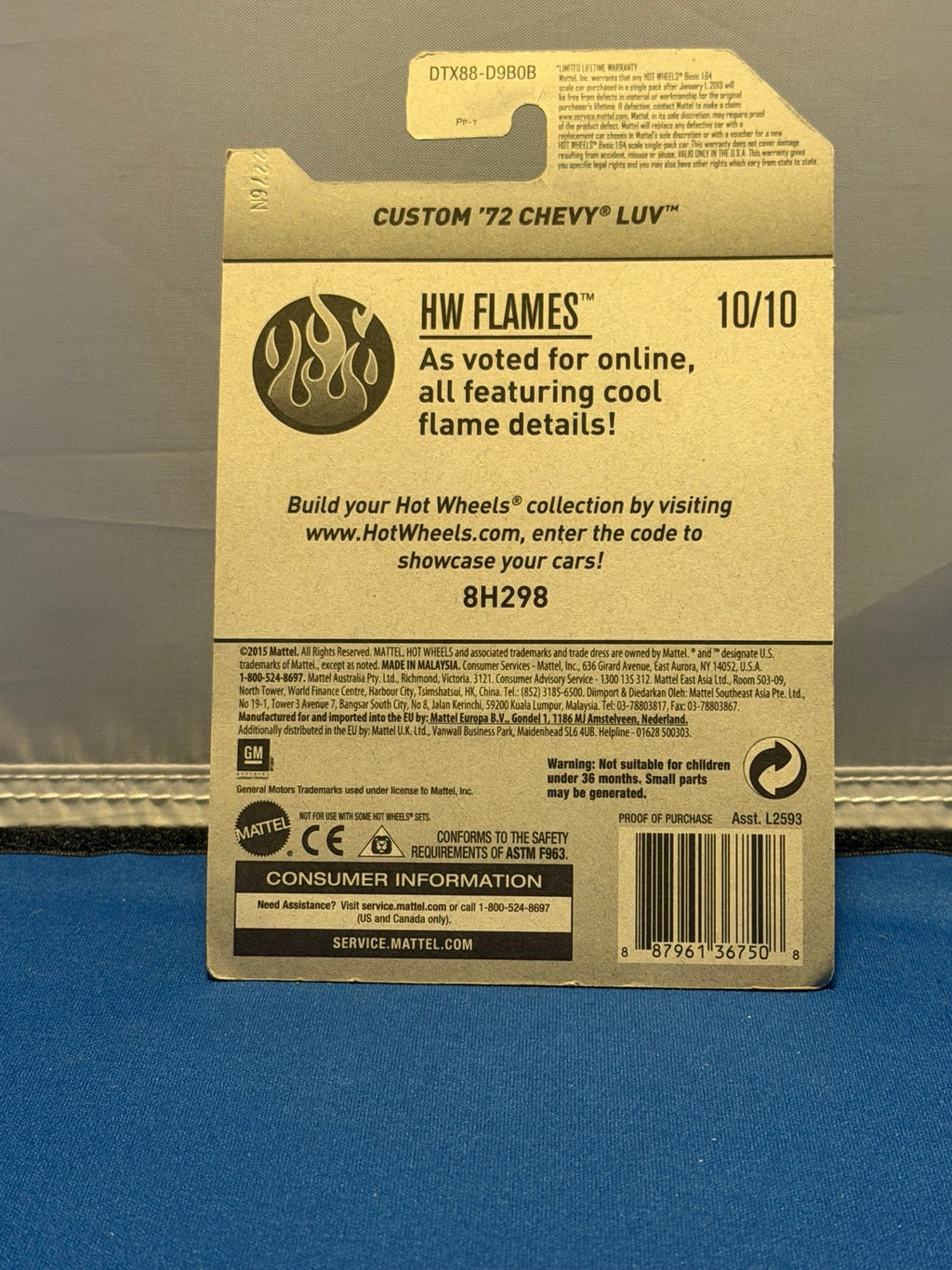 2017 Hot Wheels Custom ’72 Chevy LUV original card back DTX88