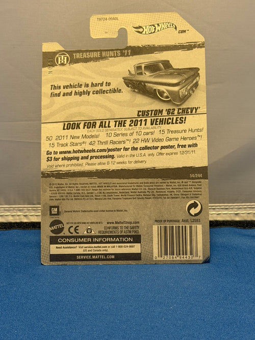 2011 Custom ’62 Chevy Treasure Hunt original card back T9724