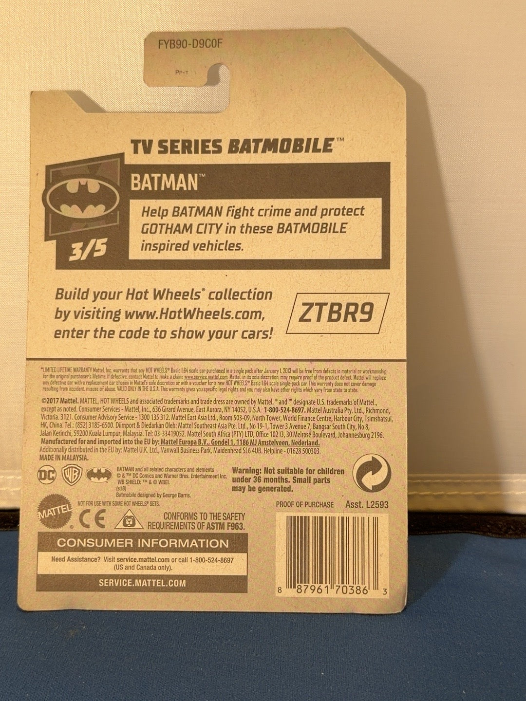 Original back photo Hot Wheels TV Series Batmobile FYB90 118/250