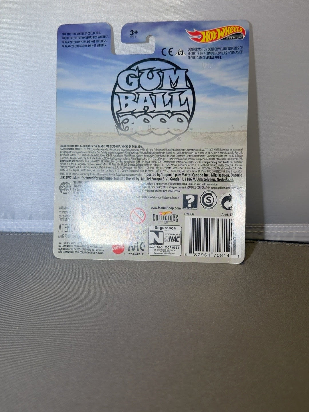Hot Wheels Premium Gumball 3000 Subaru Impreza WRX #99 Black FYP66 — back of original packaging