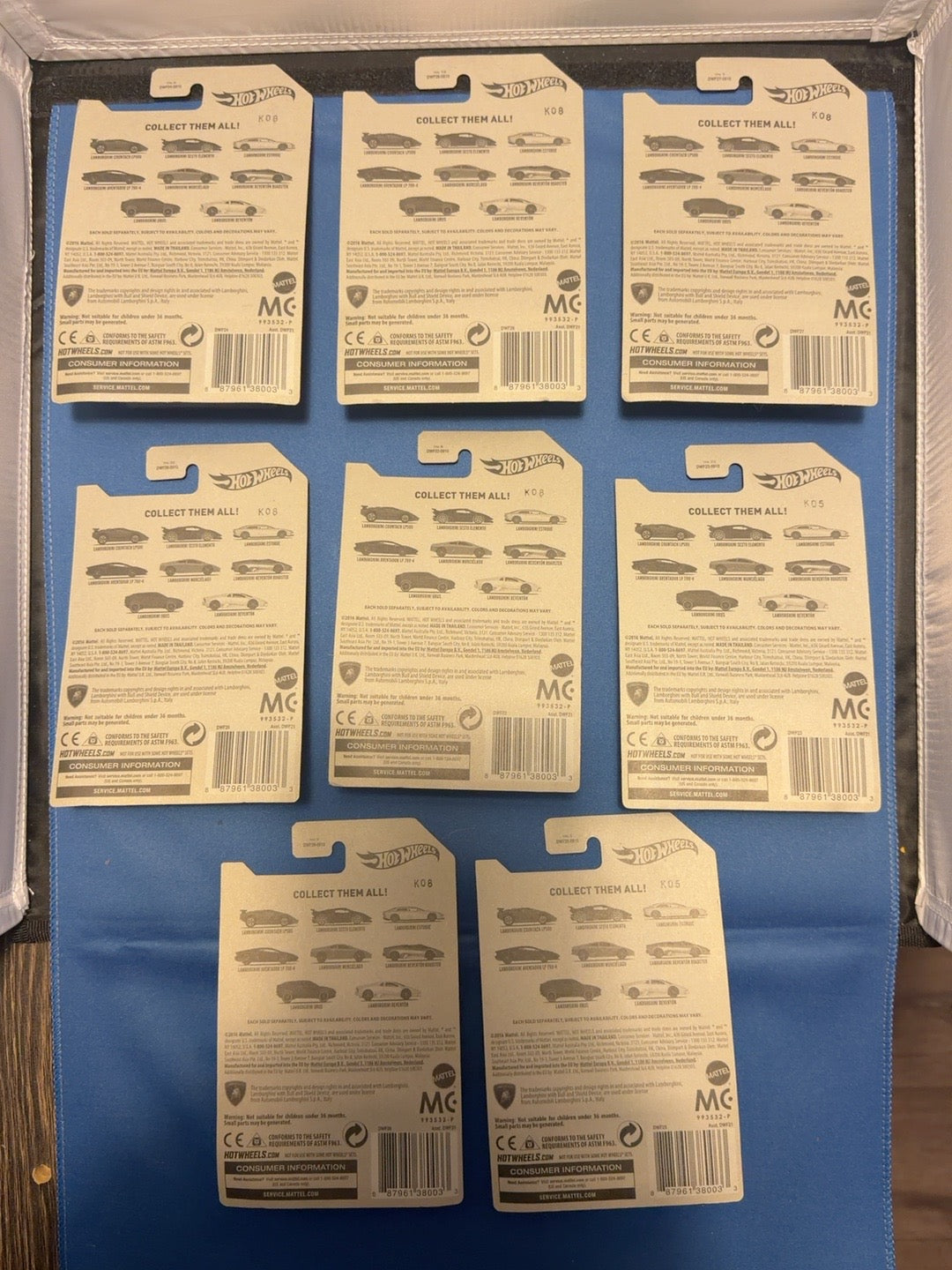 Backs of all eight cards