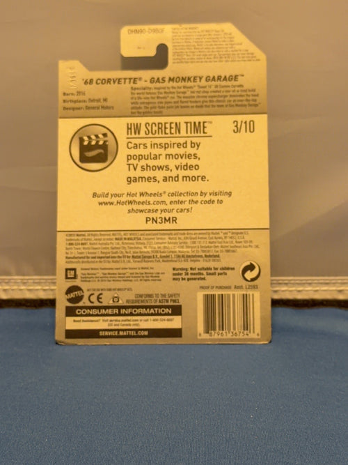 2017 Hot Wheels 68 Corvette Gas Monkey Garage DHN90 card back