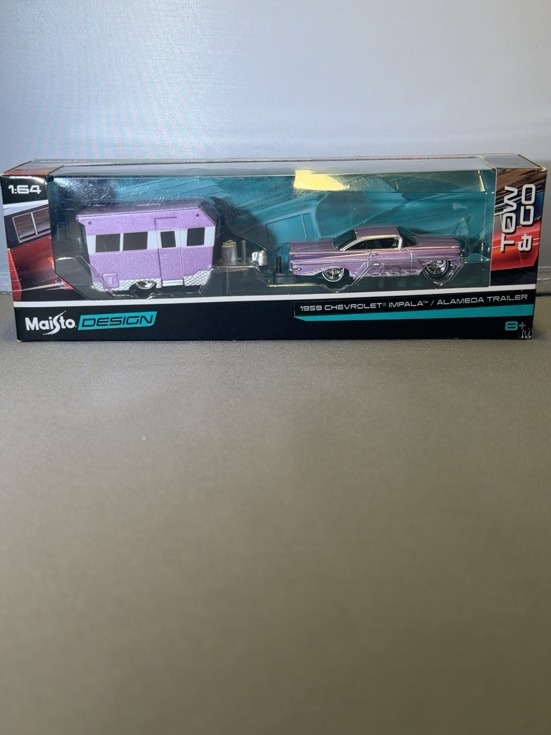 Maisto Design Tow & Go 1959 Chevy Impala & Alameda Trailer Purple 1:64 — original photo 1