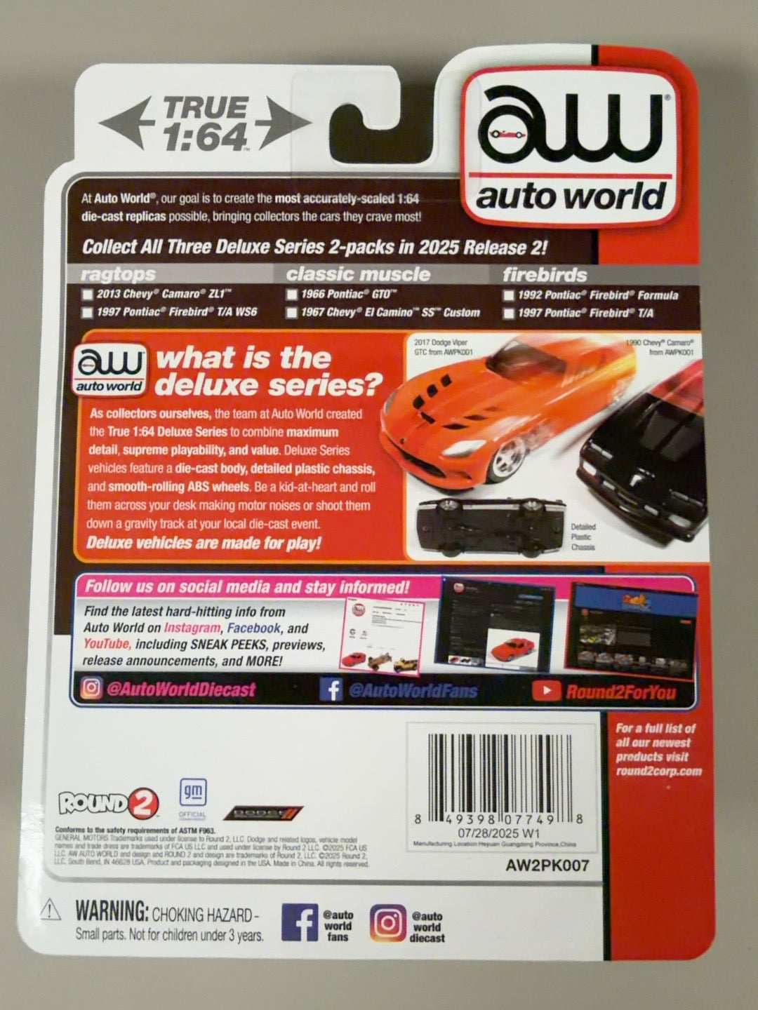 Auto World AW2PK007 Firebirds two pack back