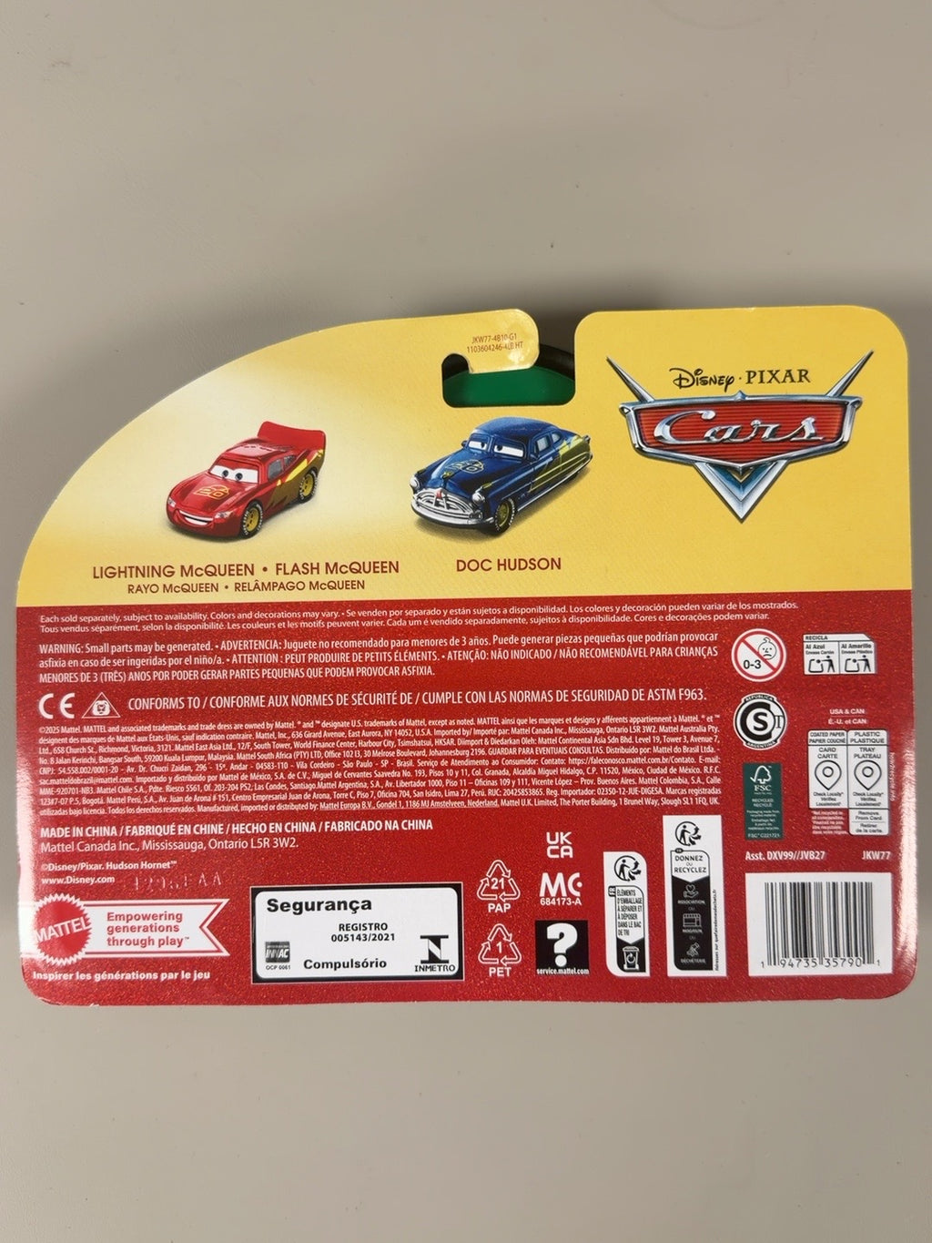 Disney Pixar Cars 20th Anniversary McQueen Doc Hudson back