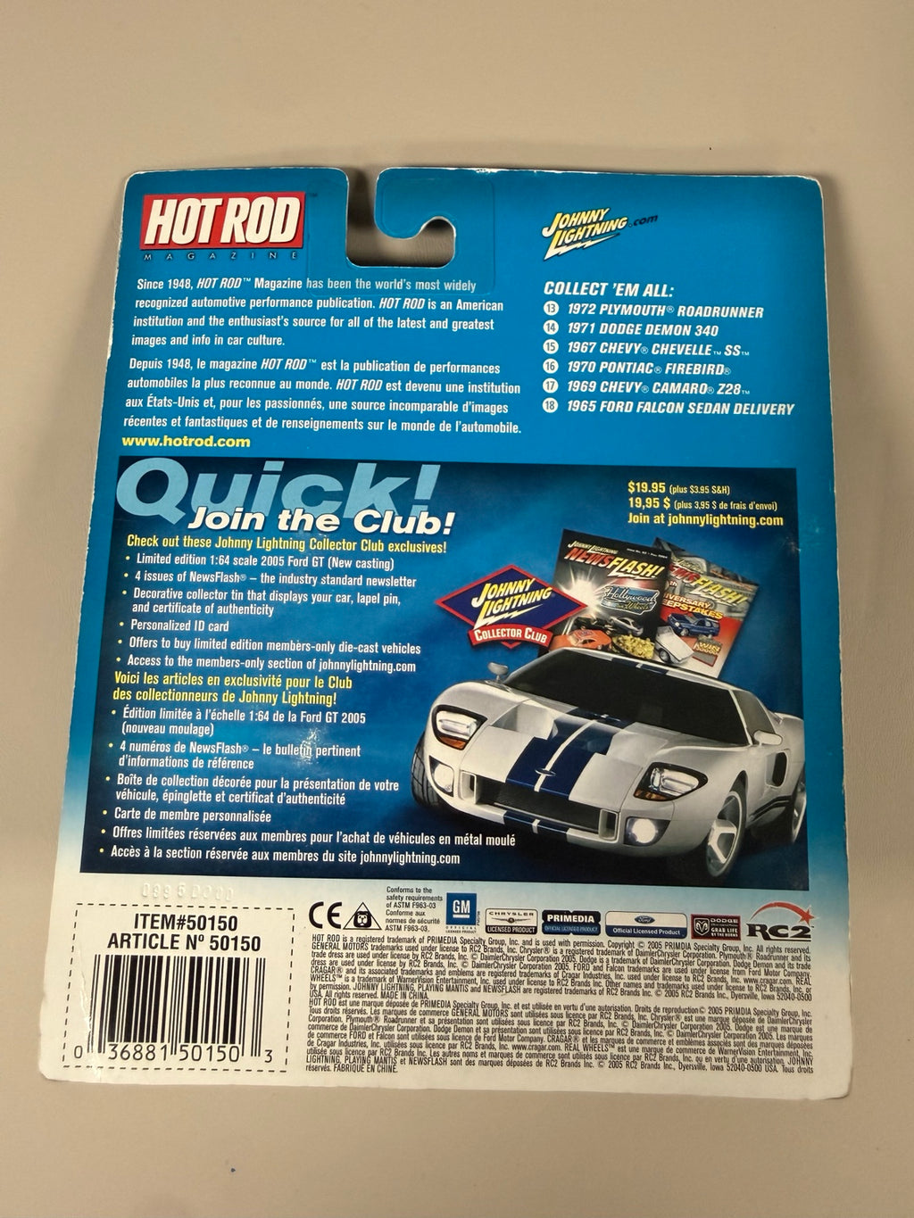 1970 Pontiac Firebird HOT ROD item 50150 card back