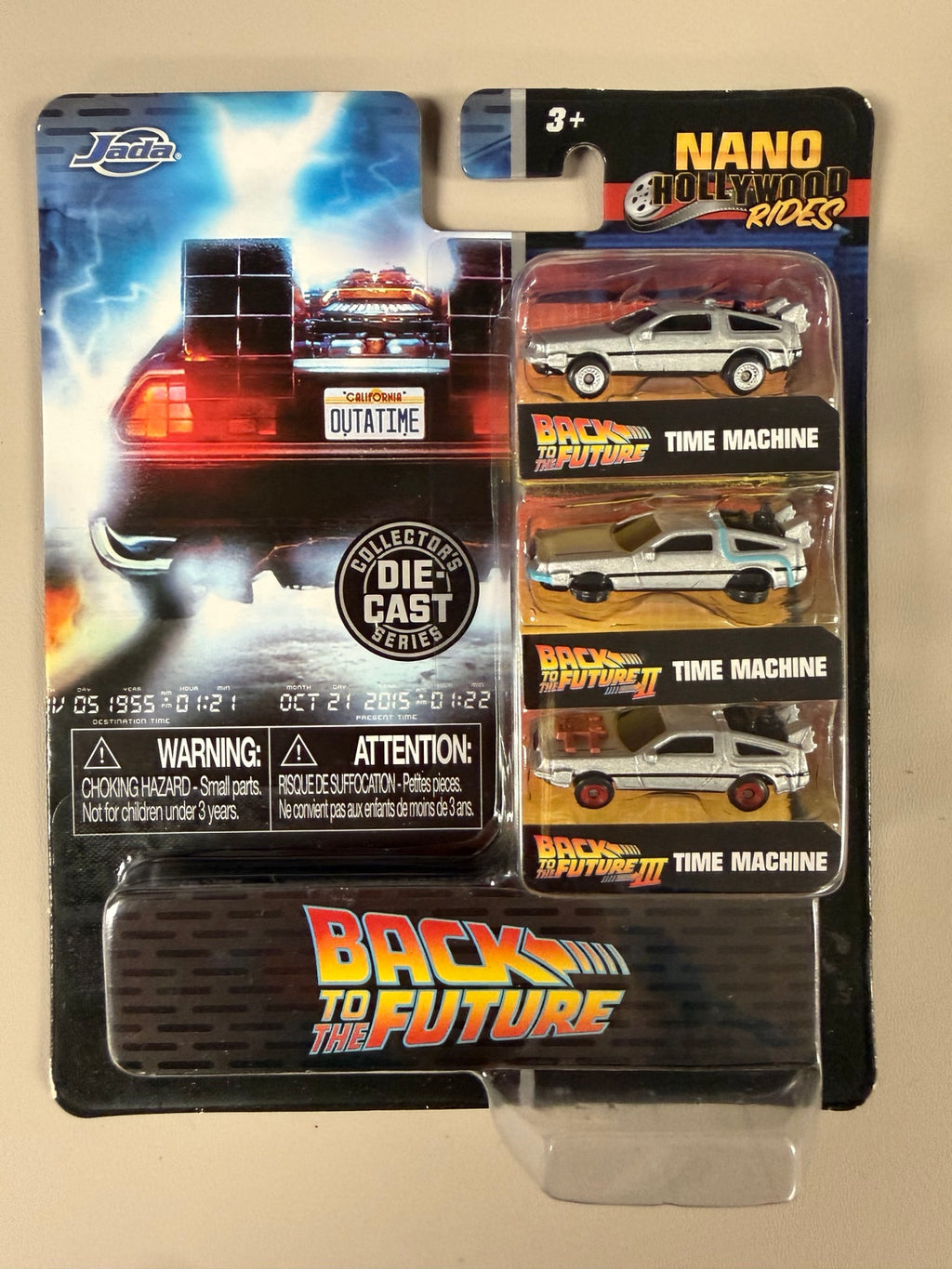 Jada Back to the Future DeLorean 3-pack front