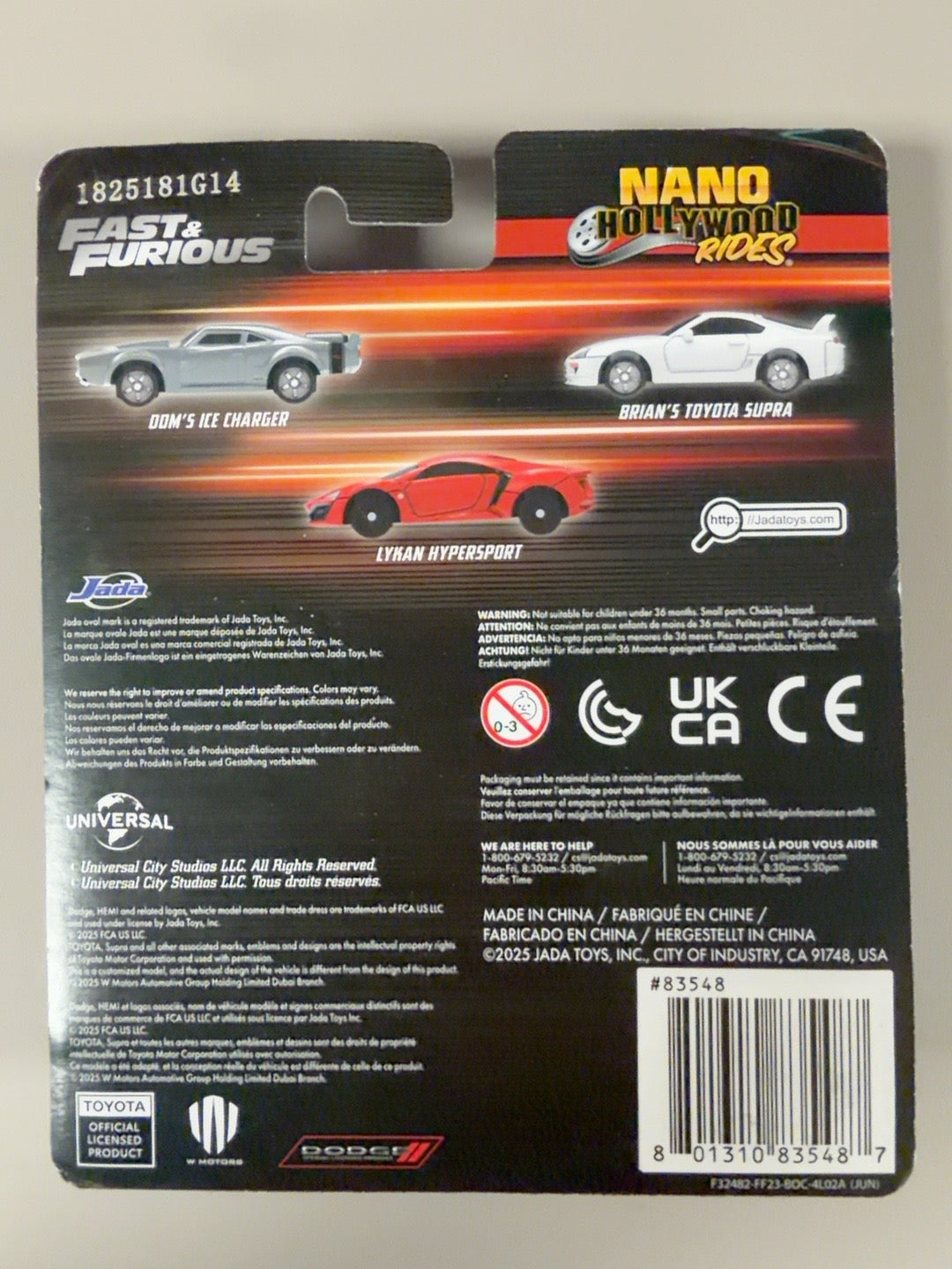 Jada Fast Furious Lykan Ice Charger Supra three-pack back