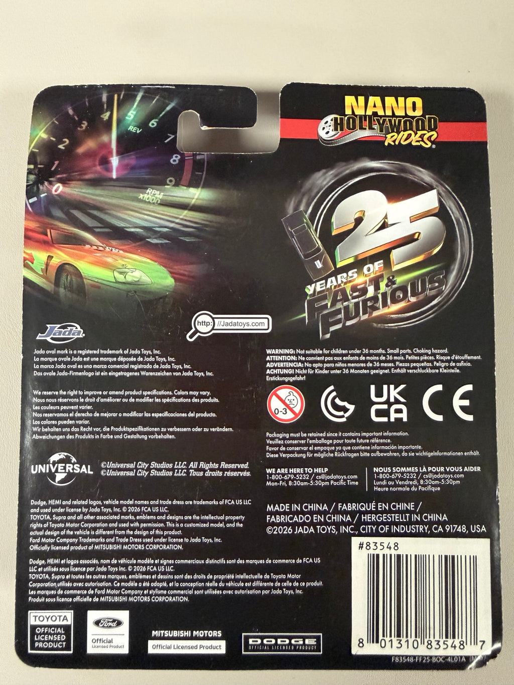 Jada Fast Furious 25th anniversary three pack back