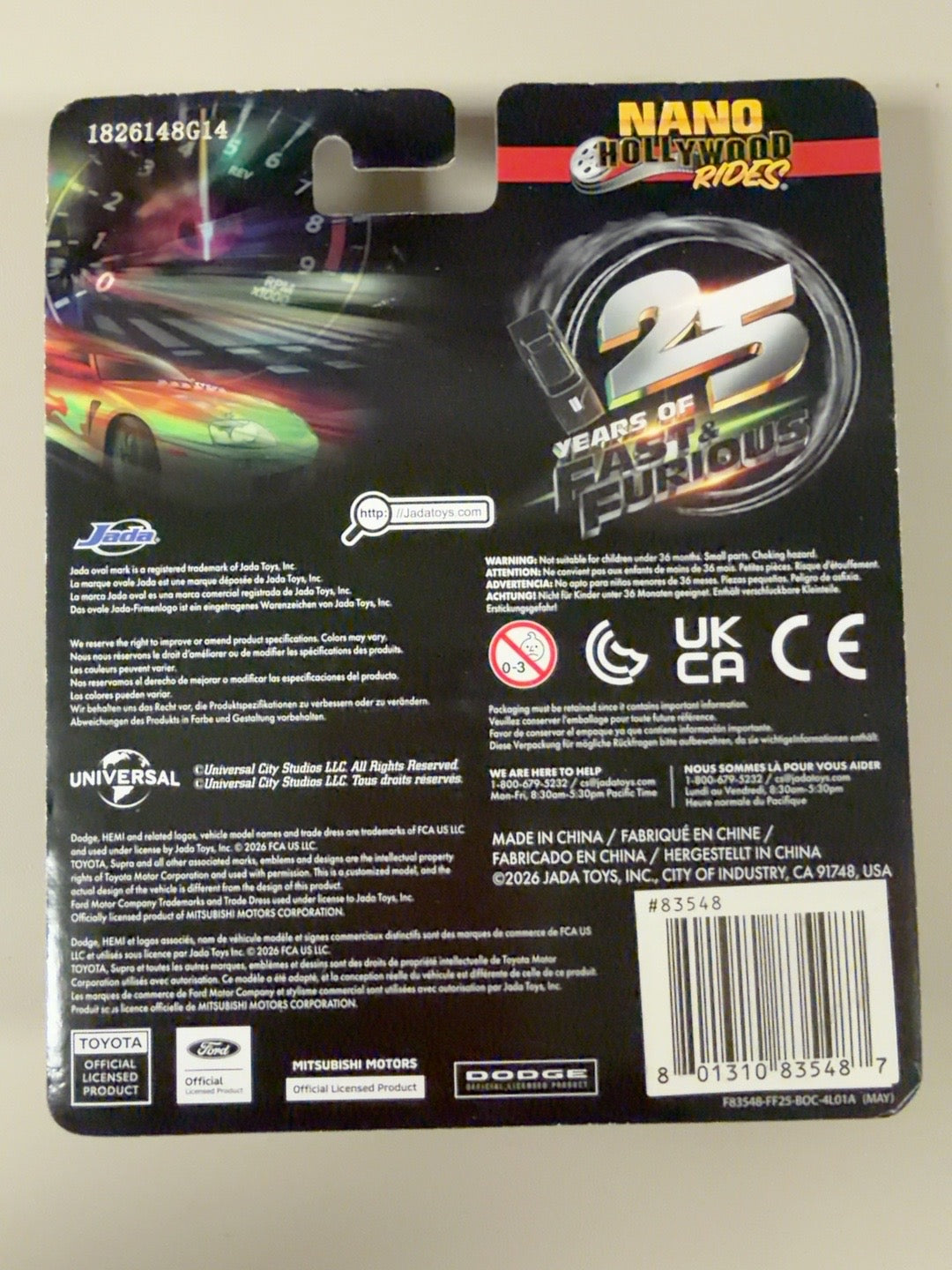 Jada Fast and Furious 25th Charger Eclipse Lightning three-pack back