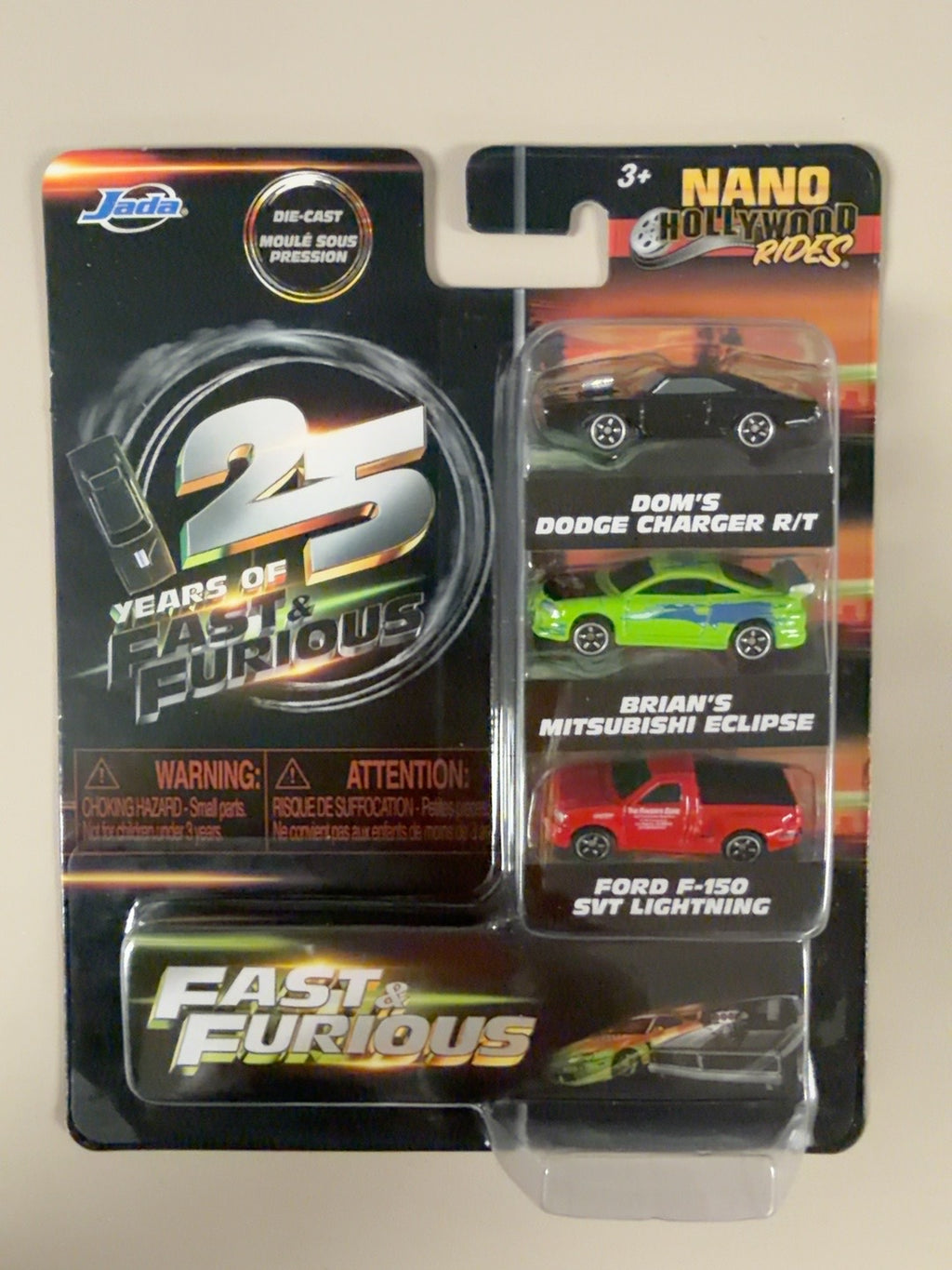 Jada Fast and Furious 25th Charger Eclipse Lightning three-pack front