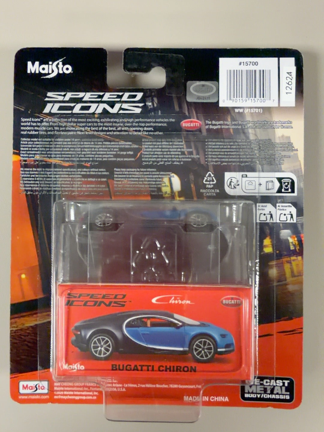 Maisto Speed Icons Bugatti Chiron blue black back original photo