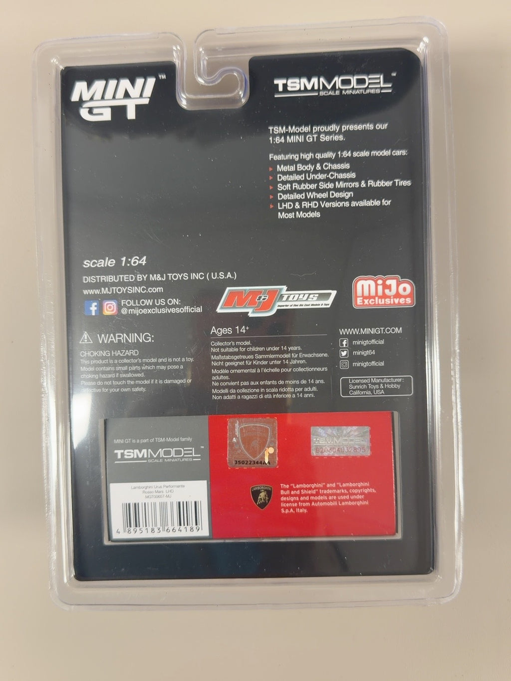 MINI GT MiJo Urus Performante Rosso Mars original back photo