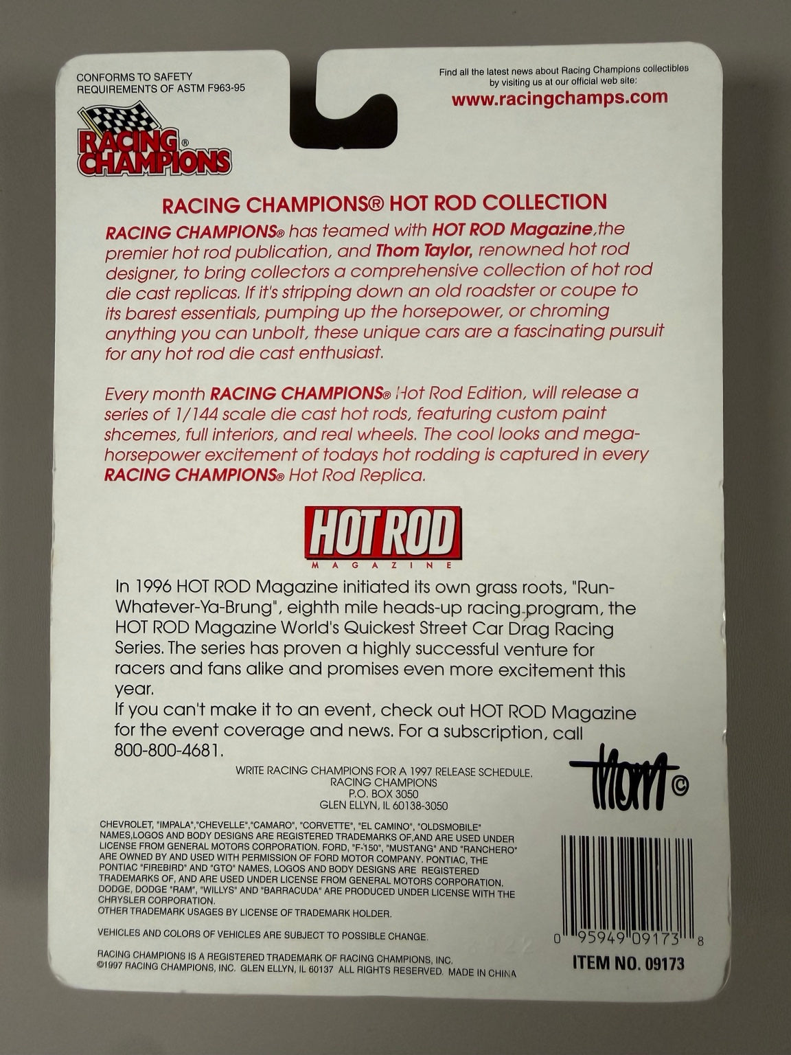 1997 Racing Champions HOT ROD Drag Racing 3 car set back