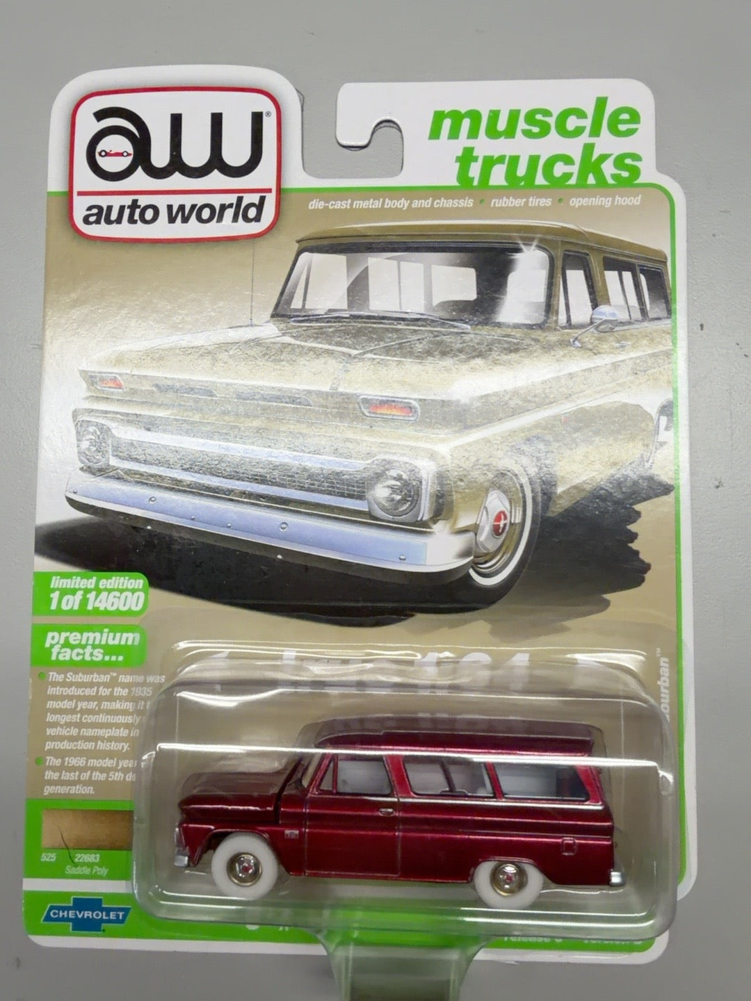 Auto World 1966 Chevy Suburban Ultra Red Chase front
