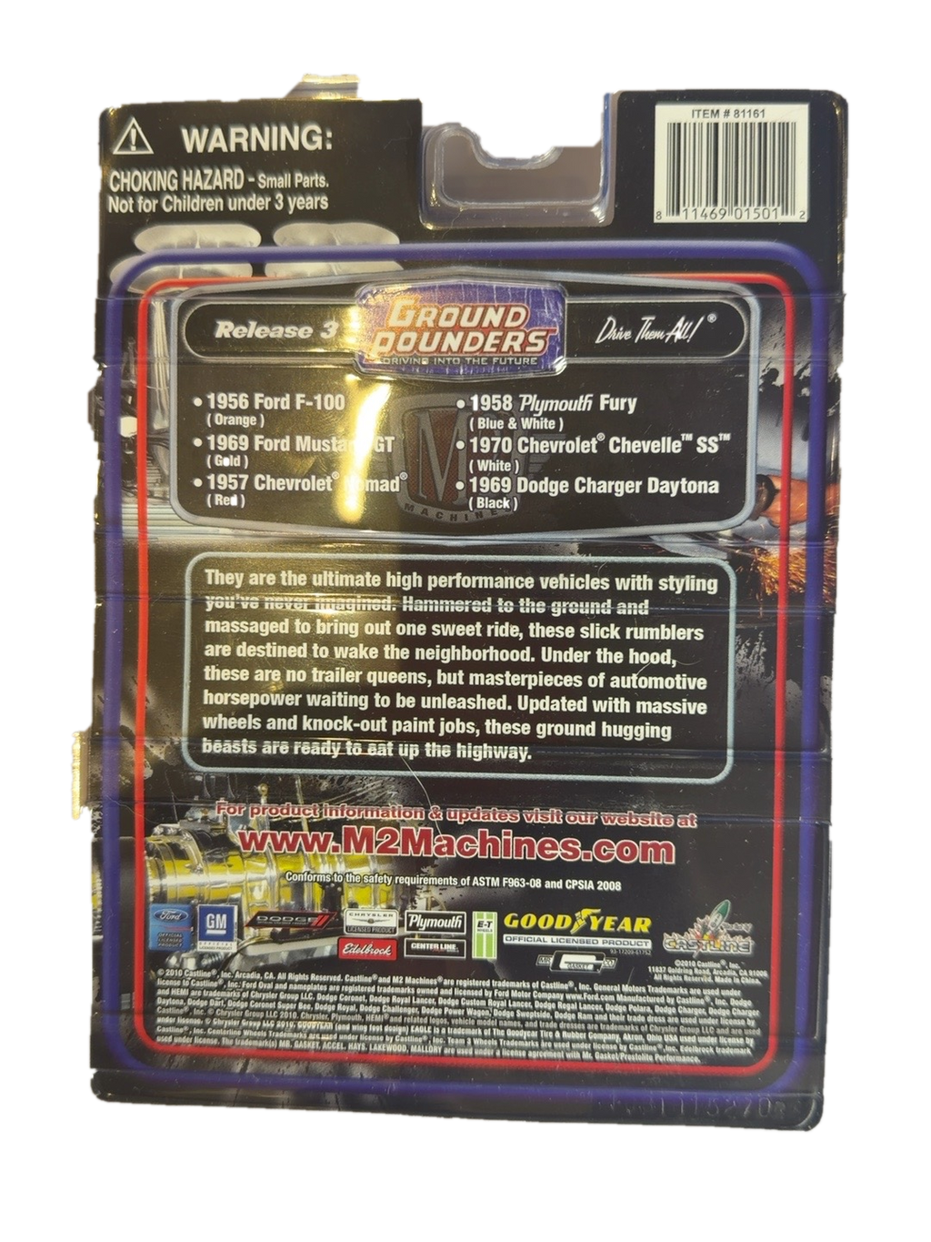 M2 Machines Ground Pounders Release 3 1969 Ford Mustang GT Chase 1:64 back