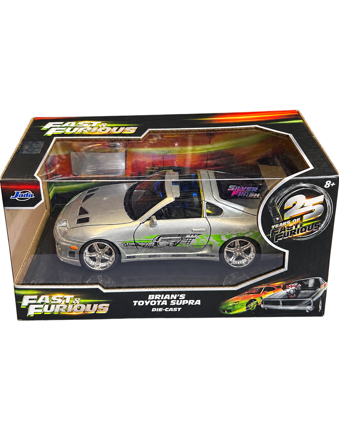 Jada Fast & Furious 25 Years Brian's Toyota Supra Silver Finish Chase 1:24 end panel