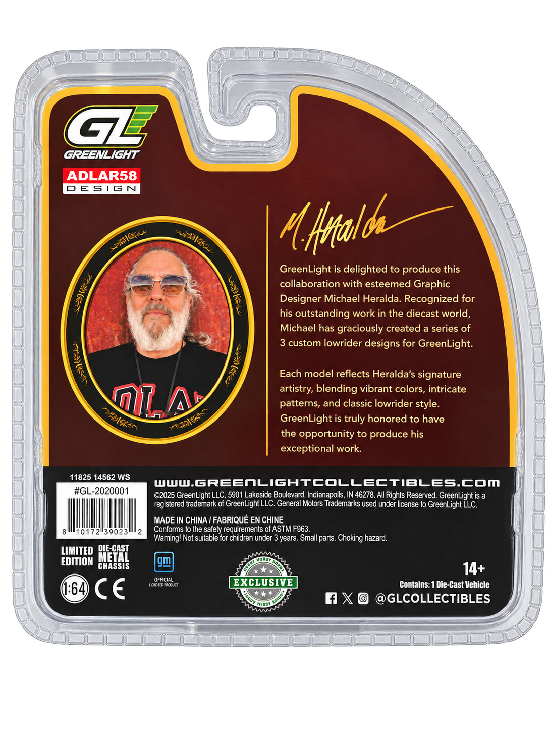 GreenLight 1965 Chevrolet Impala Lowrider Michael Heralda edition package back