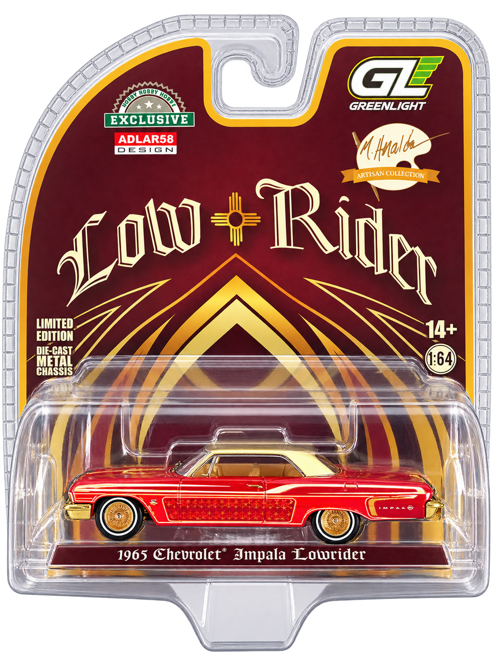Michael Heralda hand-signed GreenLight 1965 Chevrolet Impala Lowrider front