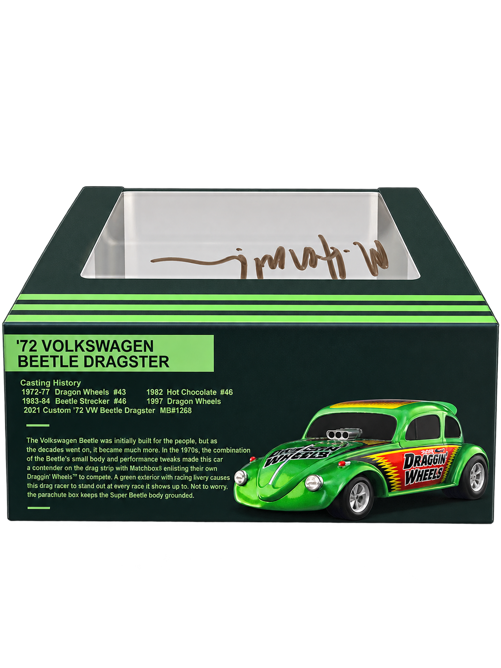 Matchbox 1972 Volkswagen Beetle Dragster collector box back