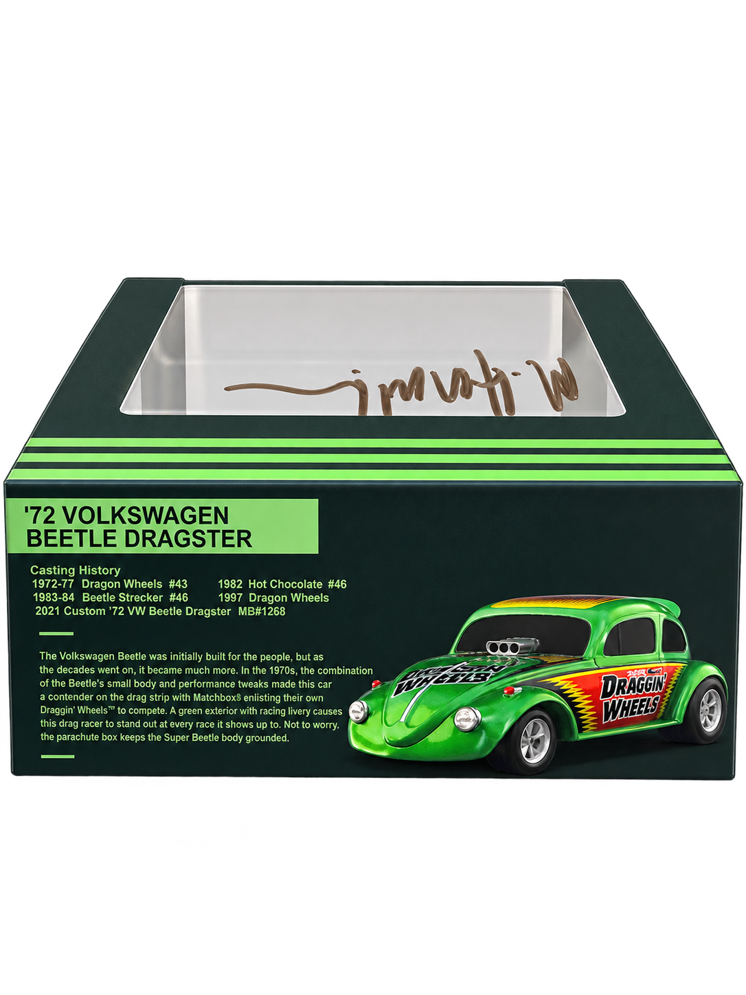 Matchbox 1972 Volkswagen Beetle Dragster collector box back