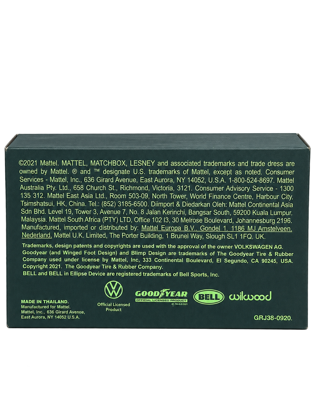 Matchbox Volkswagen Beetle Dragster packaging back panel