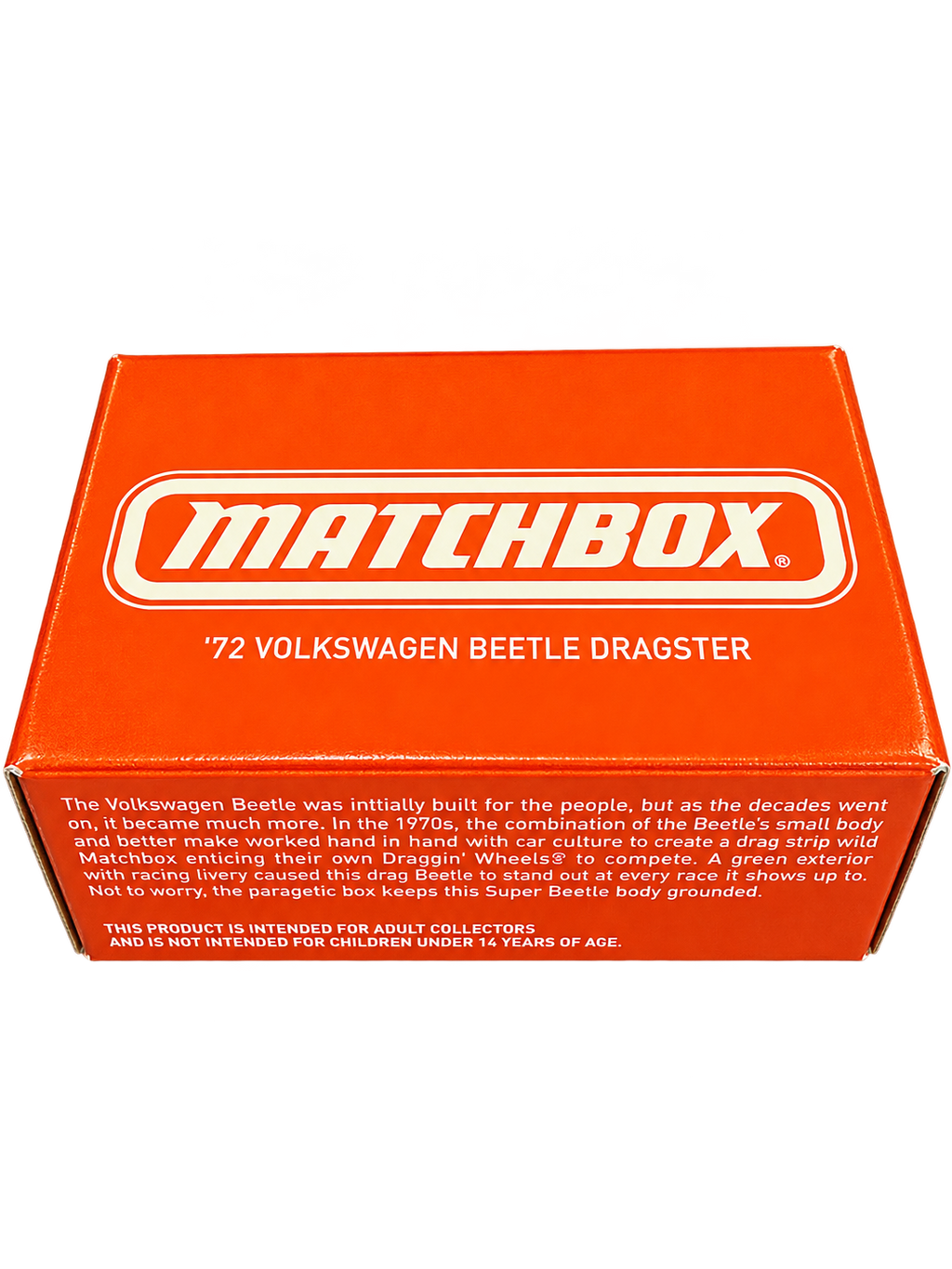 Matchbox 1972 Volkswagen Beetle Dragster orange outer box