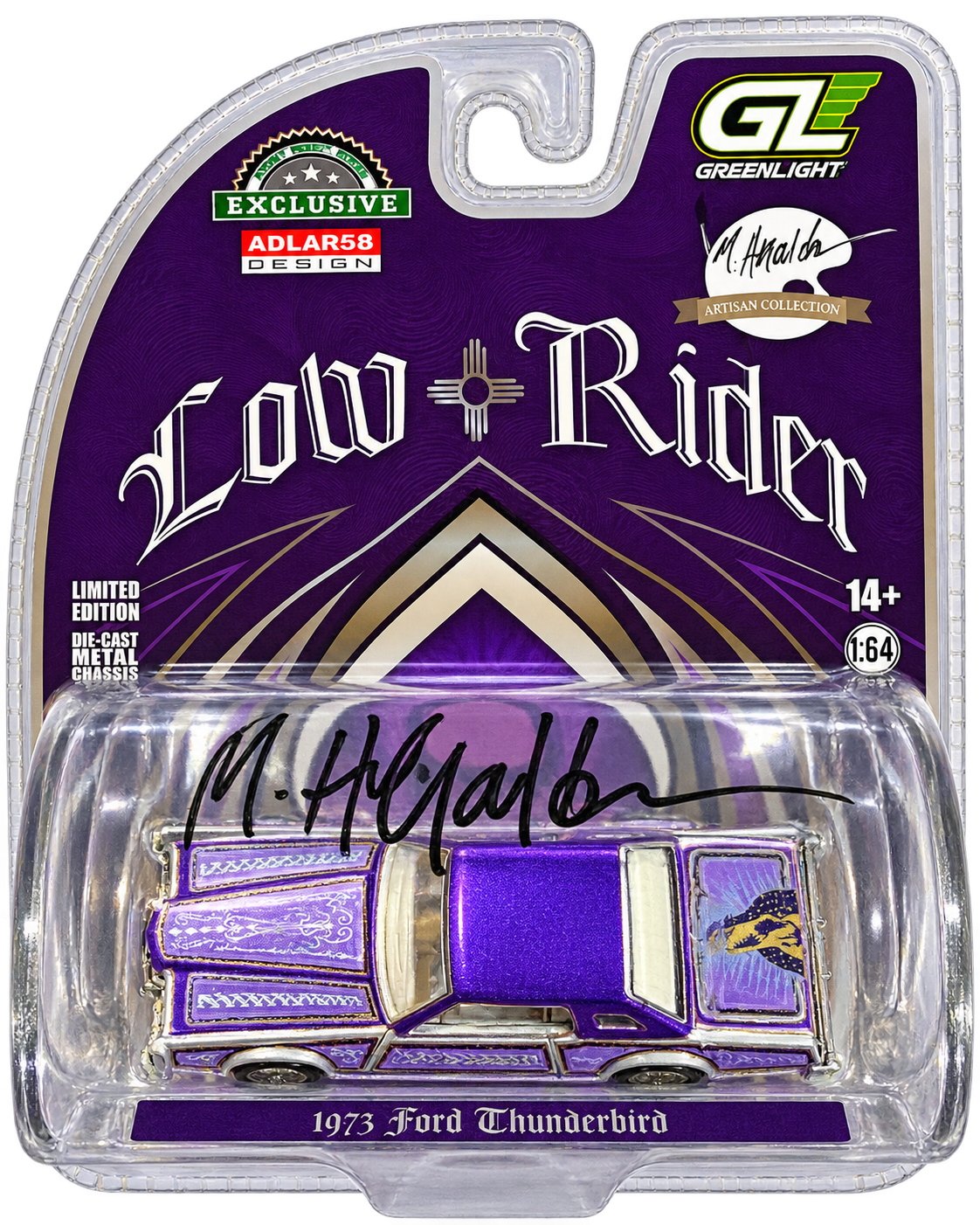 GreenLight 1973 Ford Thunderbird Lowrider Michael Heralda hand-signed front