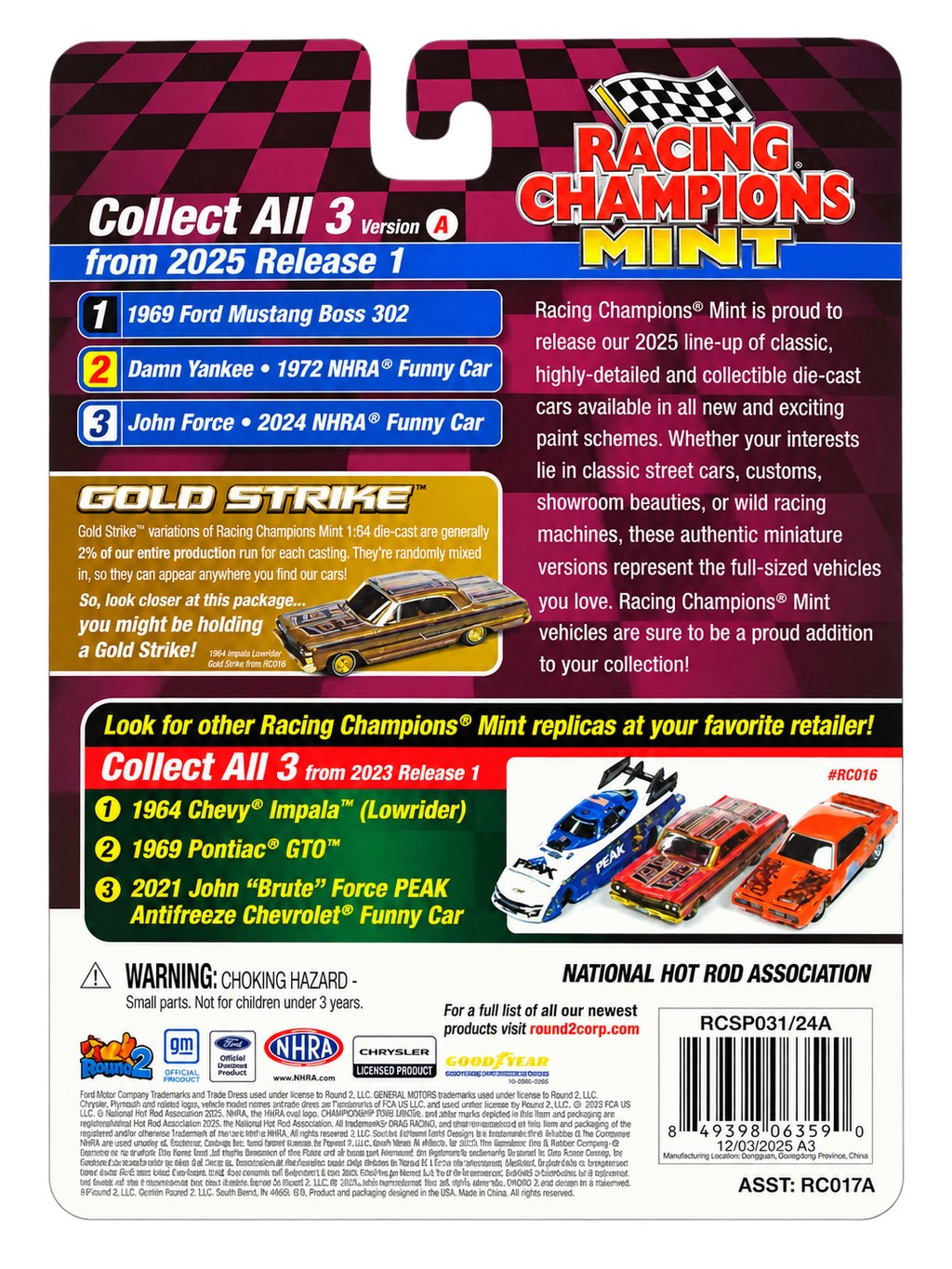 2025 Racing Champions Mint 1969 Ford Mustang Boss 302 Gold Strike Chase back