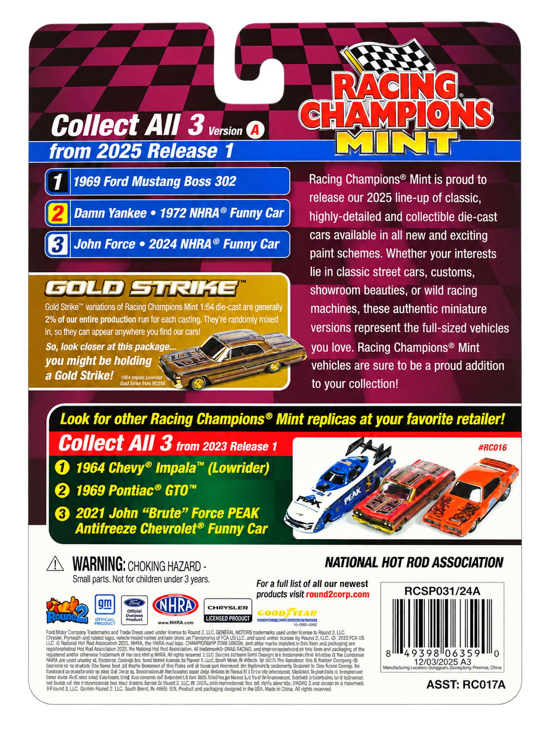 2025 Racing Champions Mint 1969 Ford Mustang Boss 302 Gold Strike Chase back