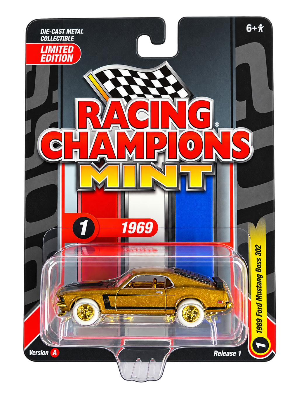 2025 Racing Champions Mint 1969 Ford Mustang Boss 302 Gold Strike Chase front