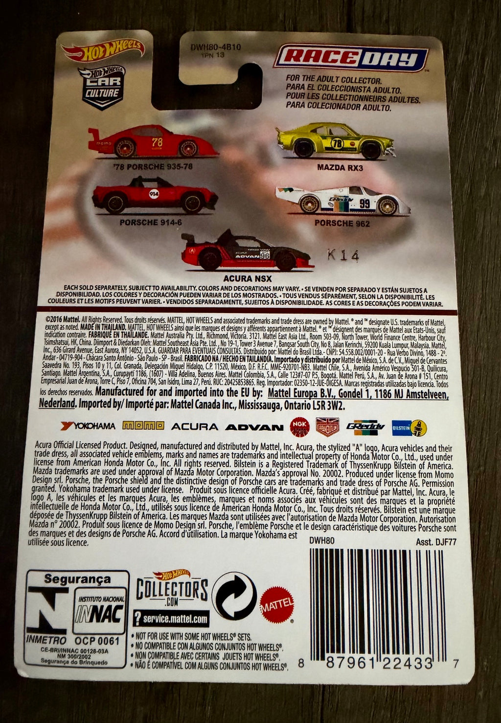 2017 Hot Wheels Car Culture Race Day Porsche 914-6 DWH80 back card