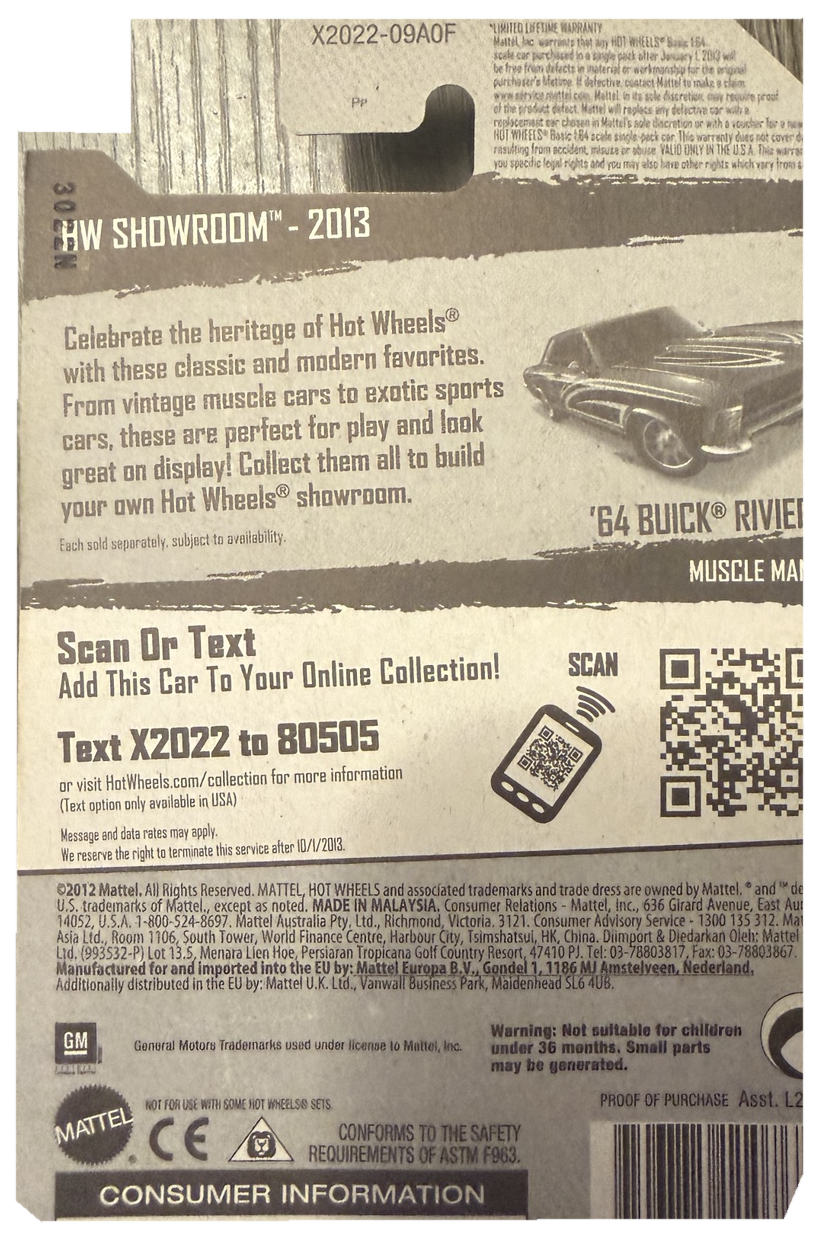 2013 Hot Wheels '64 Buick Riviera Super Treasure Hunt 238/250 X2022 back card no background