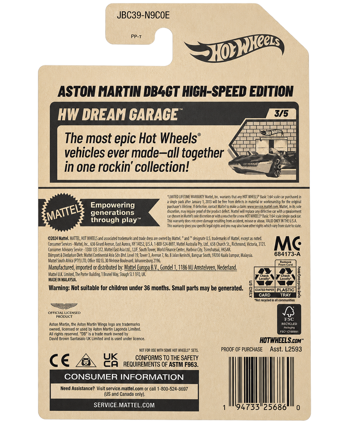 2025 Hot Wheels Aston Martin DB4GT High-Speed Edition Super Treasure Hunt 107/250 back card no background