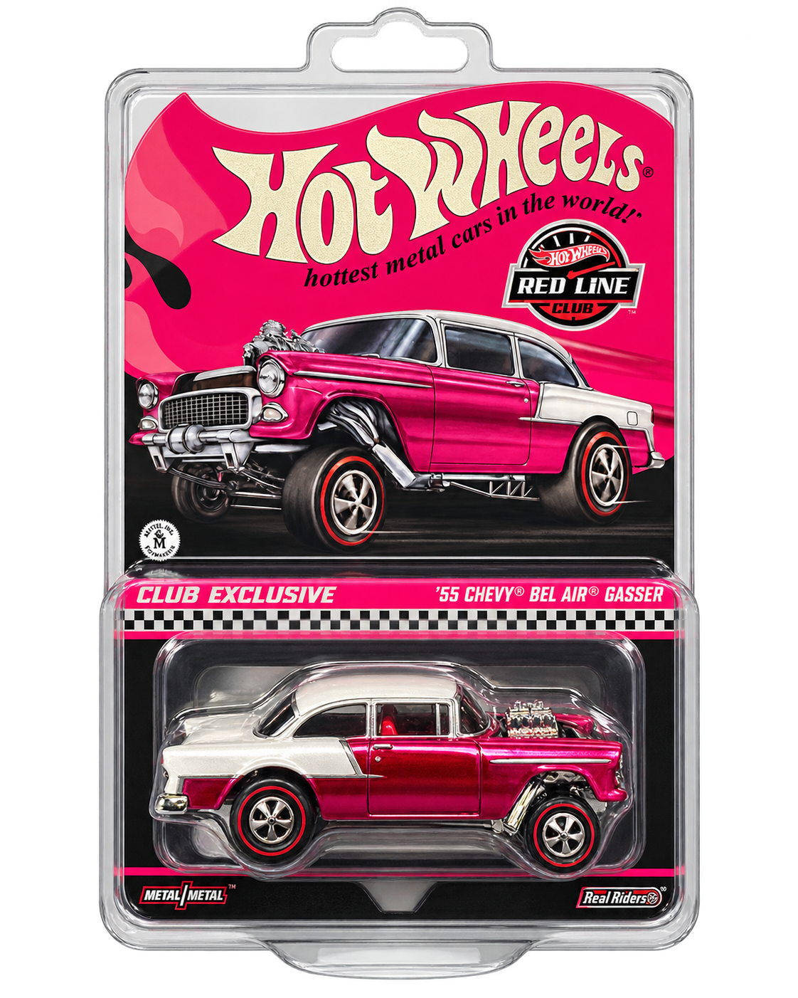 2025 Hot Wheels RLC '55 Chevy Bel Air Gasser Club Exclusive Party Pink front no background