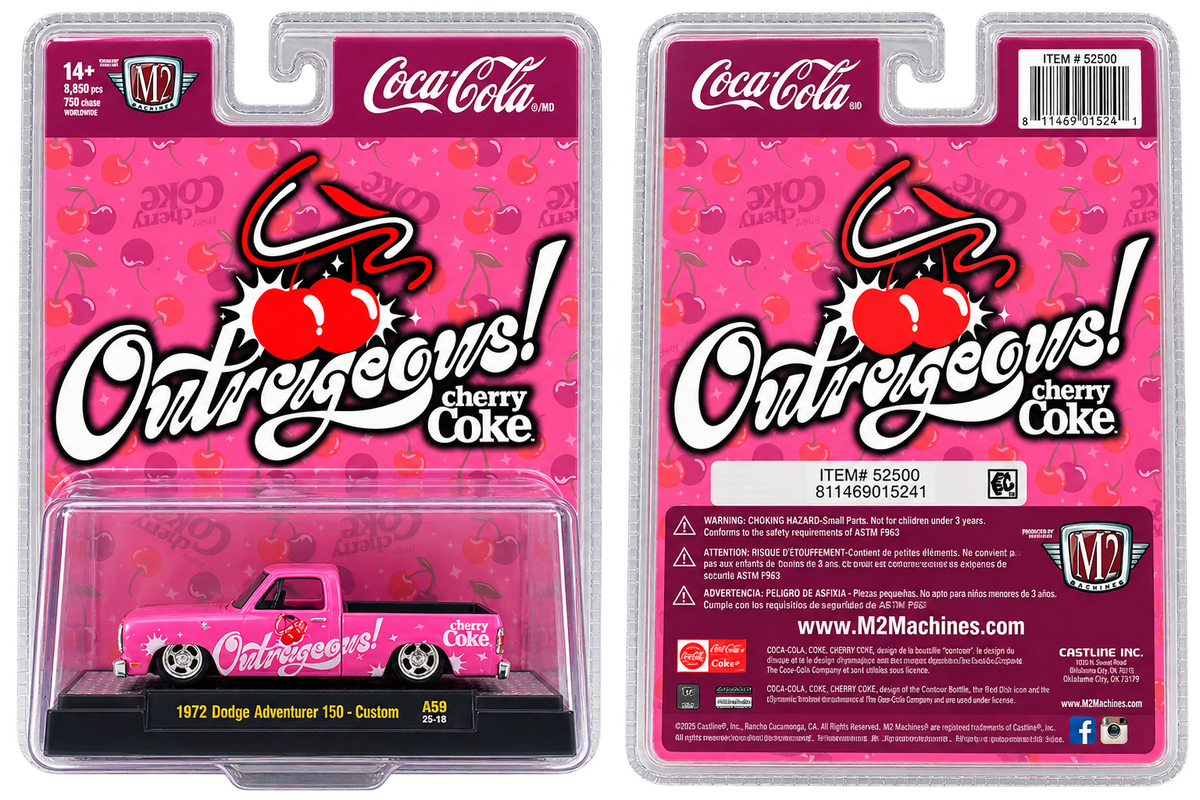 Clean front and back view - M2 Machines Cherry Coke 1972 Dodge Adventurer 150 Custom A59