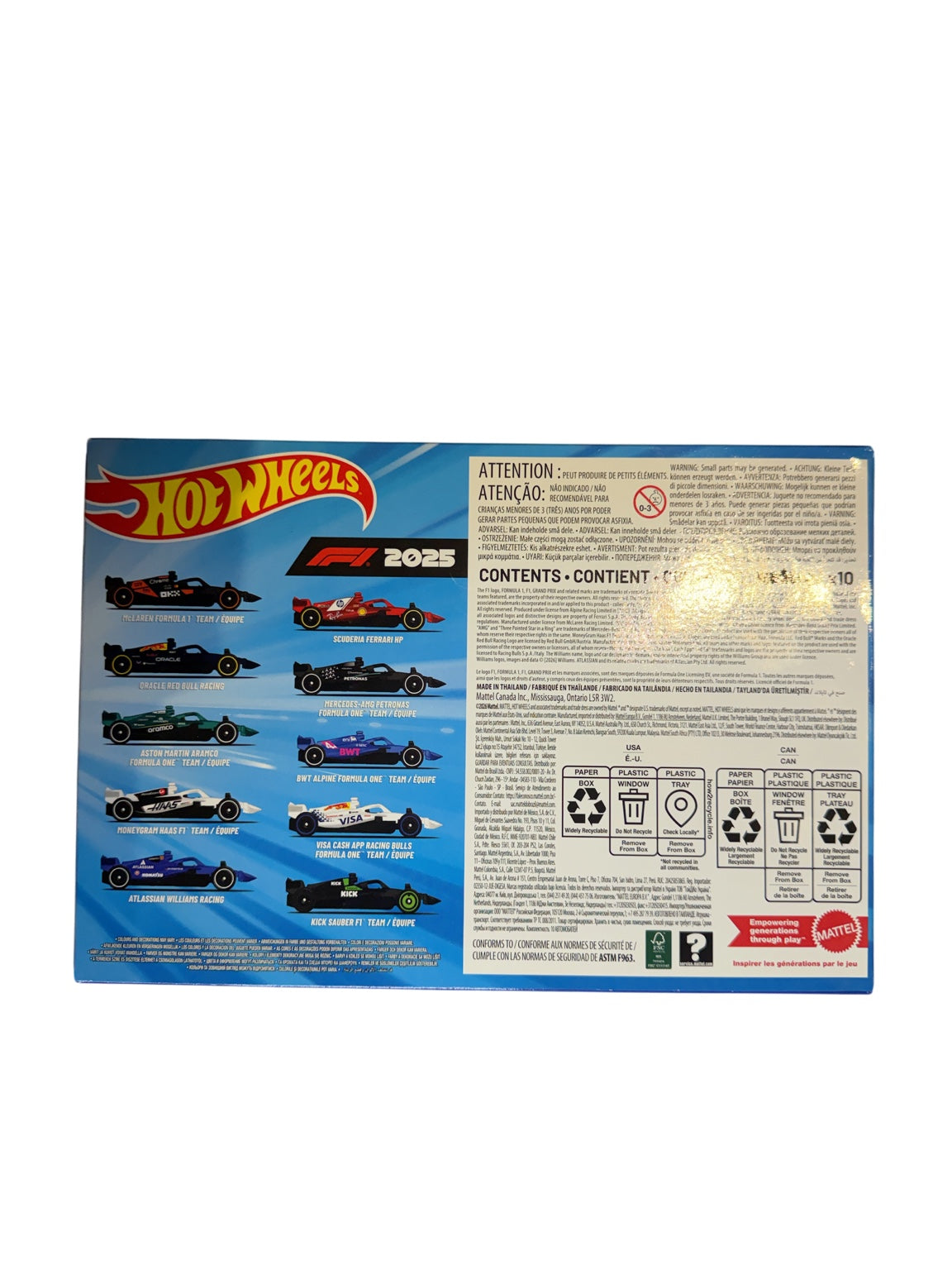 Hot Wheels Formula 1 2025 ten-car team pack back