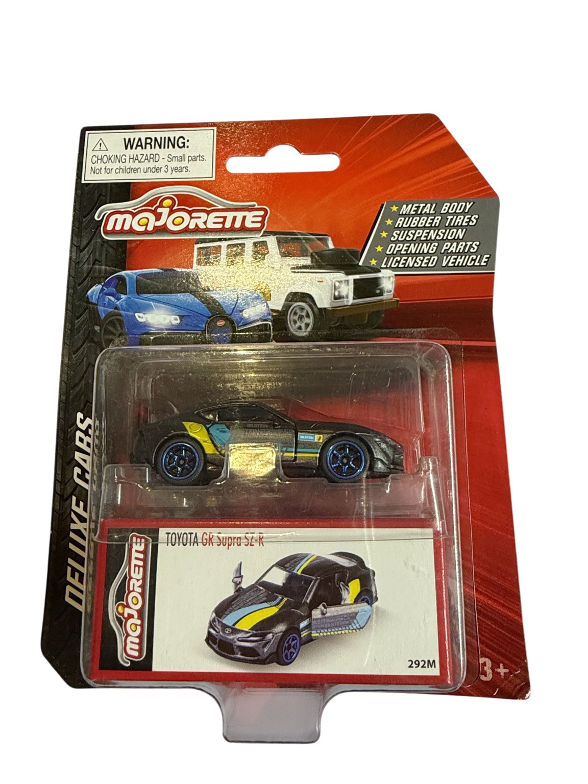 Majorette Deluxe Cars Toyota GR Supra SZ-R Bilstein front package