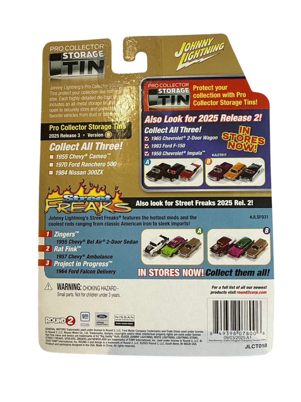 Johnny Lightning Pro Collector Storage Tin 1970 Ford Ranchero 500 Acapulco Blue back package