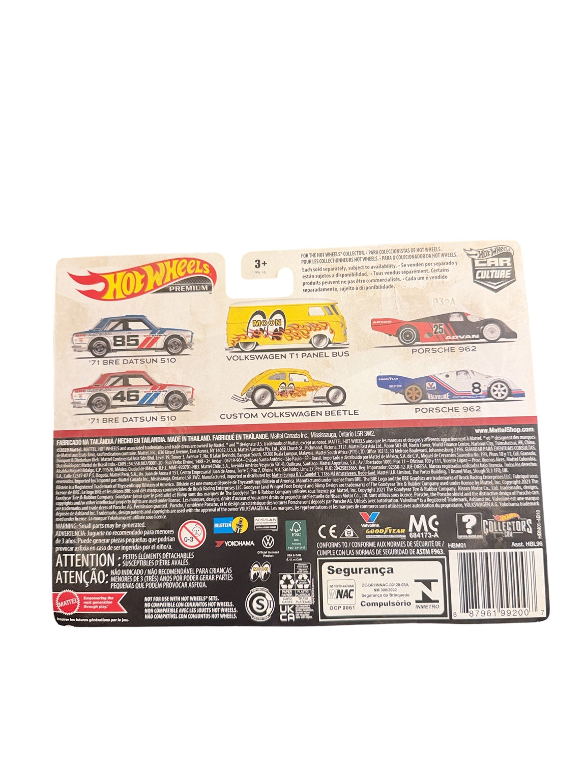 Hot Wheels Premium Car Culture MOONEYES Volkswagen T1 Panel Bus and Custom Volkswagen Beetle 2-Pack back