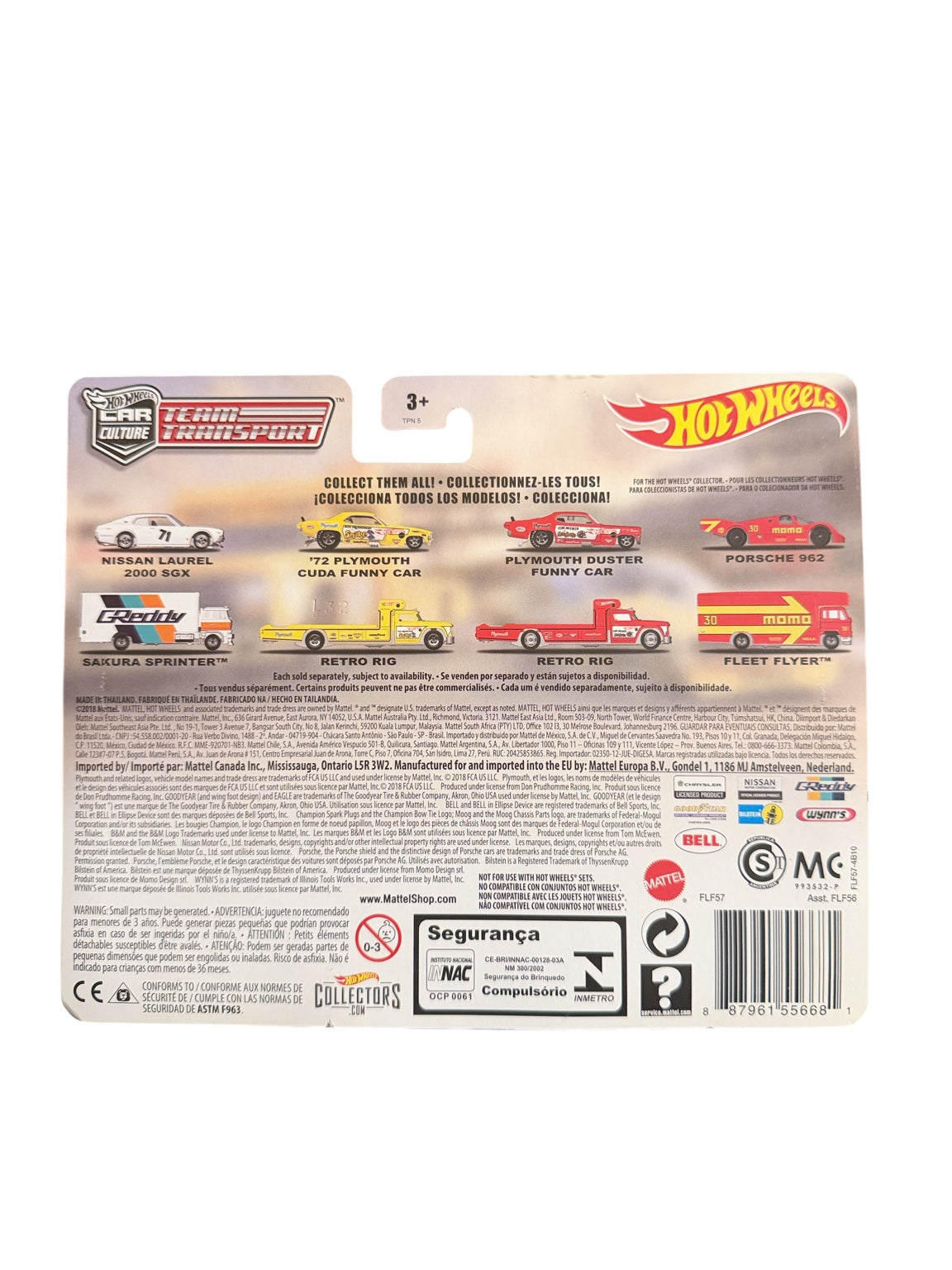 2018 Hot Wheels Premium Team Transport #4 '72 Plymouth Cuda Funny Car & Retro Rig back