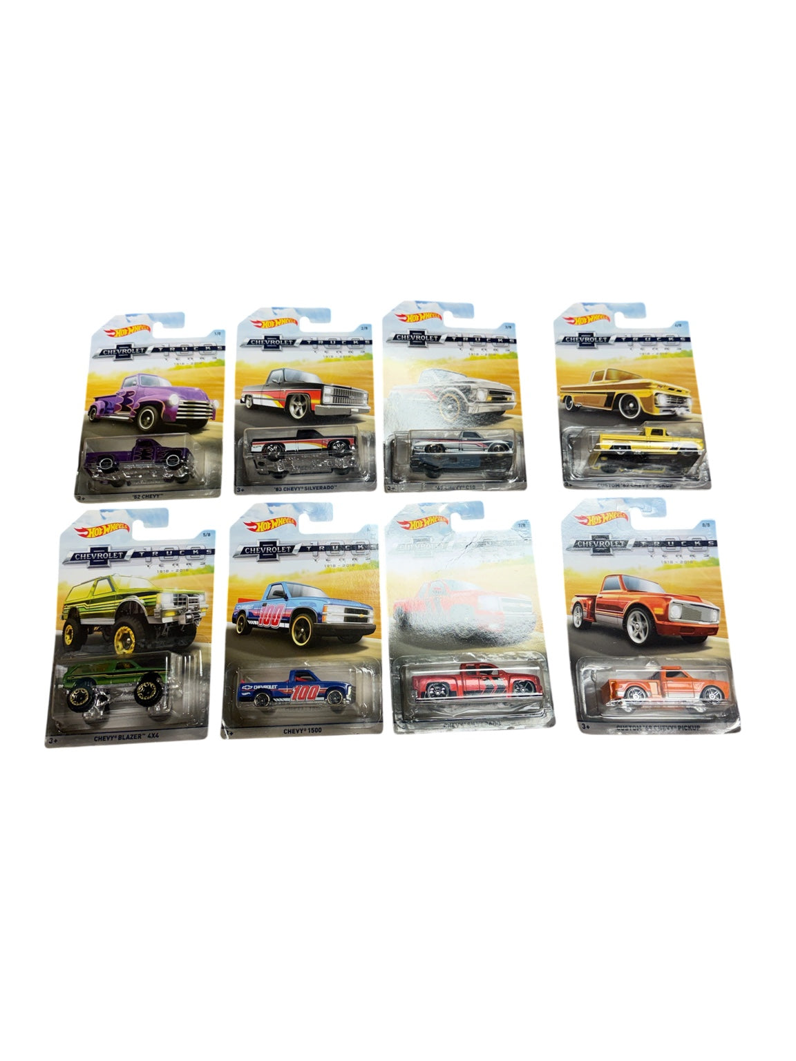 2018 Hot Wheels Chevrolet Trucks 100 Years complete 8-car set front